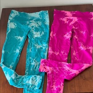 Women’s Tie-Dye Leggings - Blue and Pink